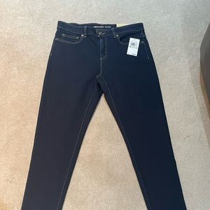 NWT $99 Michael Kors Women's Izzy Skinny Ankle Mid-Rise Dark Blue Jeans Size 4